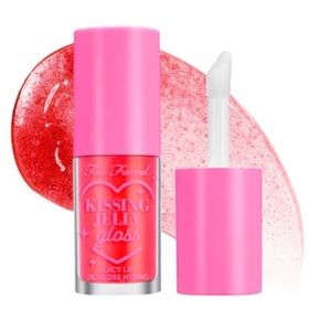 NWT Too Faced Kissing Jelly Non-Sticky Lip Oil Gloss sour apple
